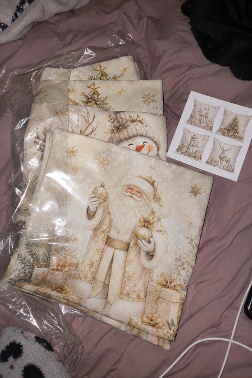 1/4 Pièces de Housses de Coussin Dorées pour Décoration de Noël en Polyester pour la Maison, la Voiture et le Canapé — photo