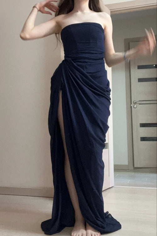 Le Dhalia — Robe De Soirée Drapée Sans Bretelles — photo d'un client 6